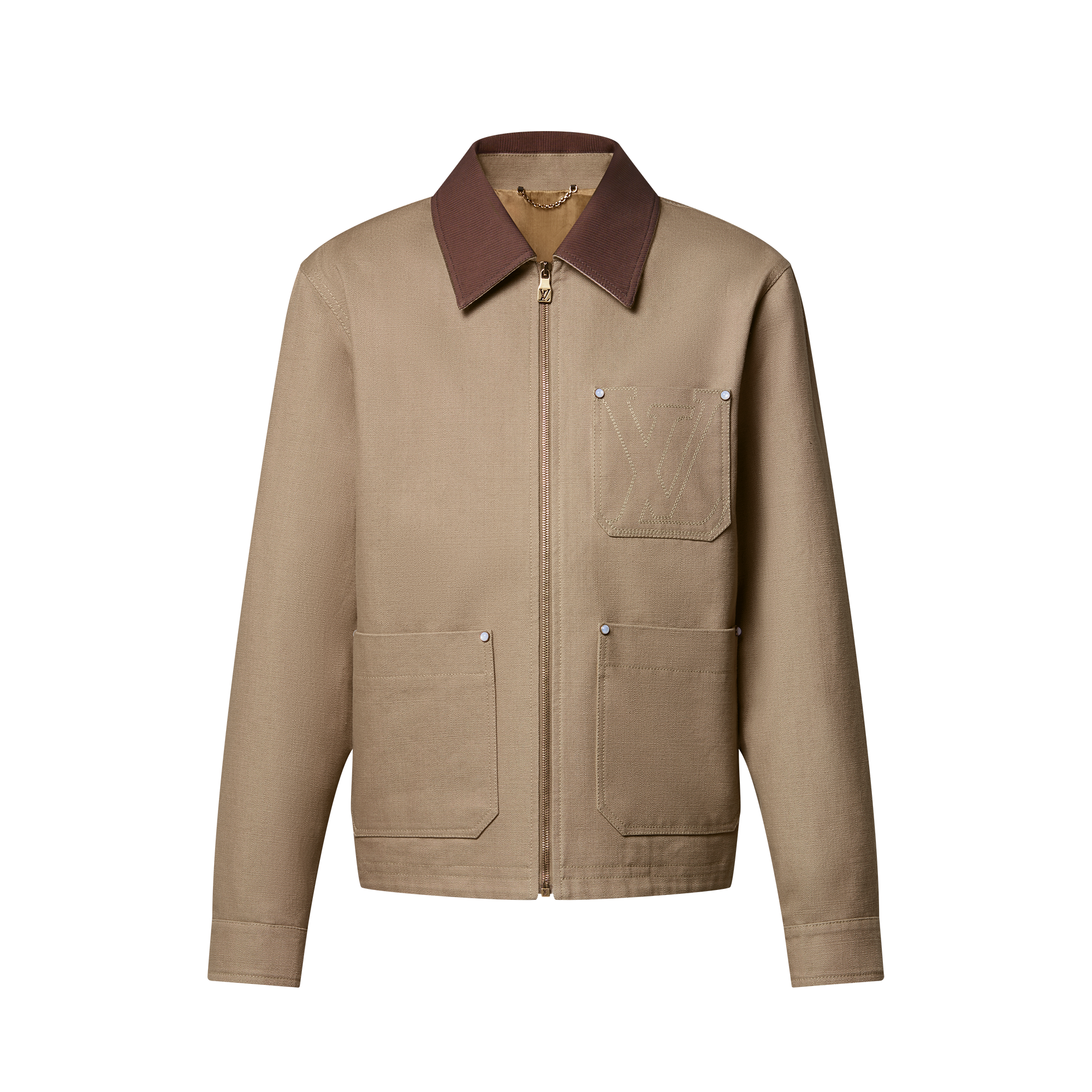 LOUIS VUITTON ベージュ 23SS ジップアップジャケット 48 Workwear Cotton Canvas Blouson - Ready-to-Wear | LOUIS VUITTON